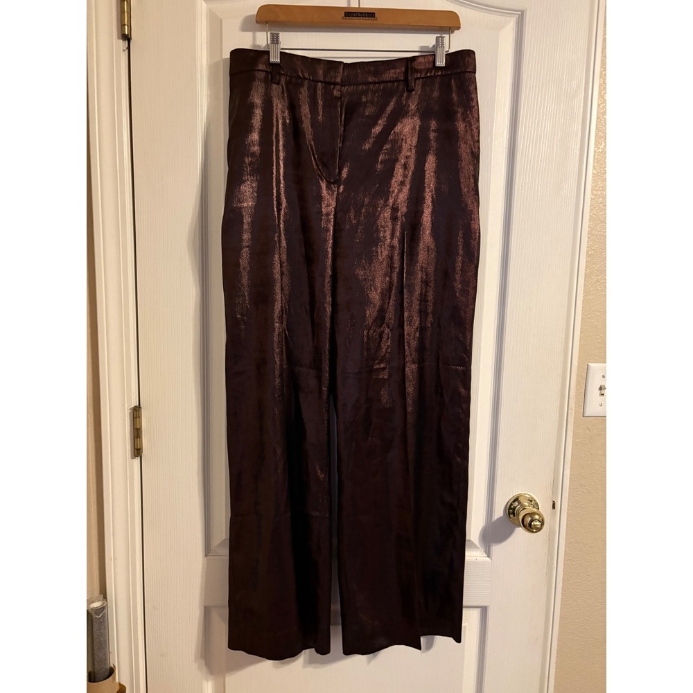 Banana Republic Wide-Leg Pant Womens L Bronze NWT Metallic High-Rise Trousers